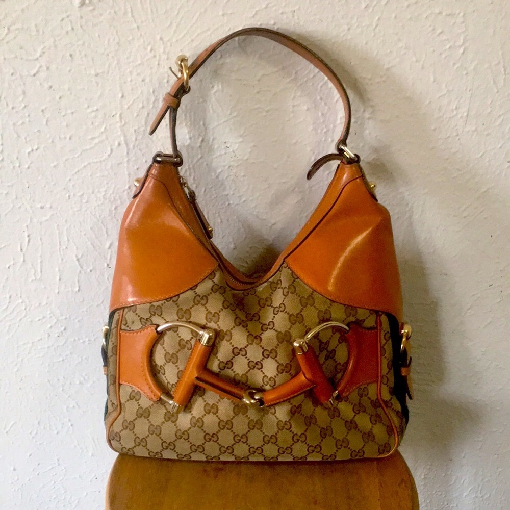 Gucci GG Horse Bit Leather Shoulder Bag